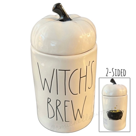 Rae Dunn New WITCH’S BREW Candle Halloween Cauldron Pumpkin Ivory Black LL NWT - Picture 1 of 13